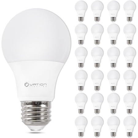 24 Pack A19 LED Light Bulb Daylight 5000K Bulbs, 60 Watt Equivalent, Efficient 8.5 Watt, 800 Lumens, E26 Medium Base, Non-Dimmable, ETL/UL Listed