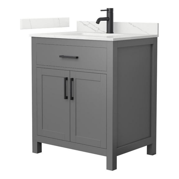 Beckett 30" Dark Gray Single Vanity & Giotto Quartz Top (1-Hole) & Black Trim