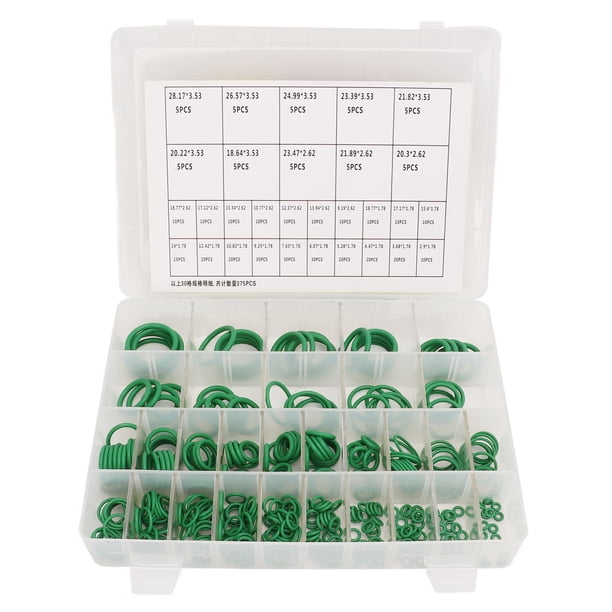 Kit de sello de junta tórica de 375 piezas, universal, verde, portátil, a prueba de fugas para plomería de CA automotriz Jadeshay A