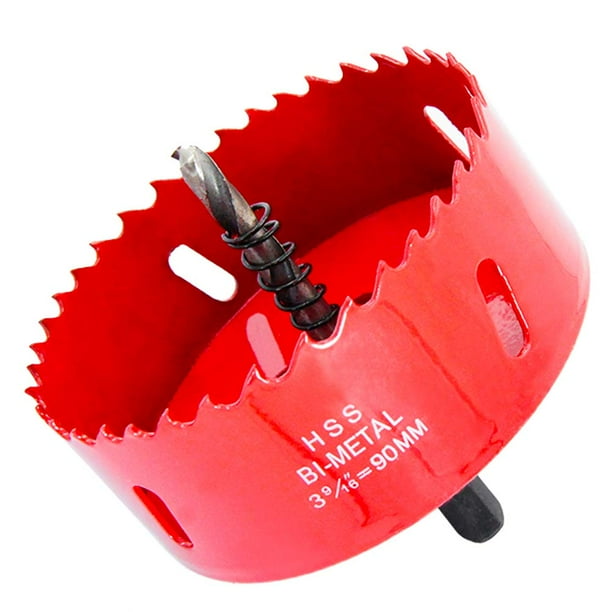Sierra de corona bimetálica HSS con mandril para madera y metal de 90 mm