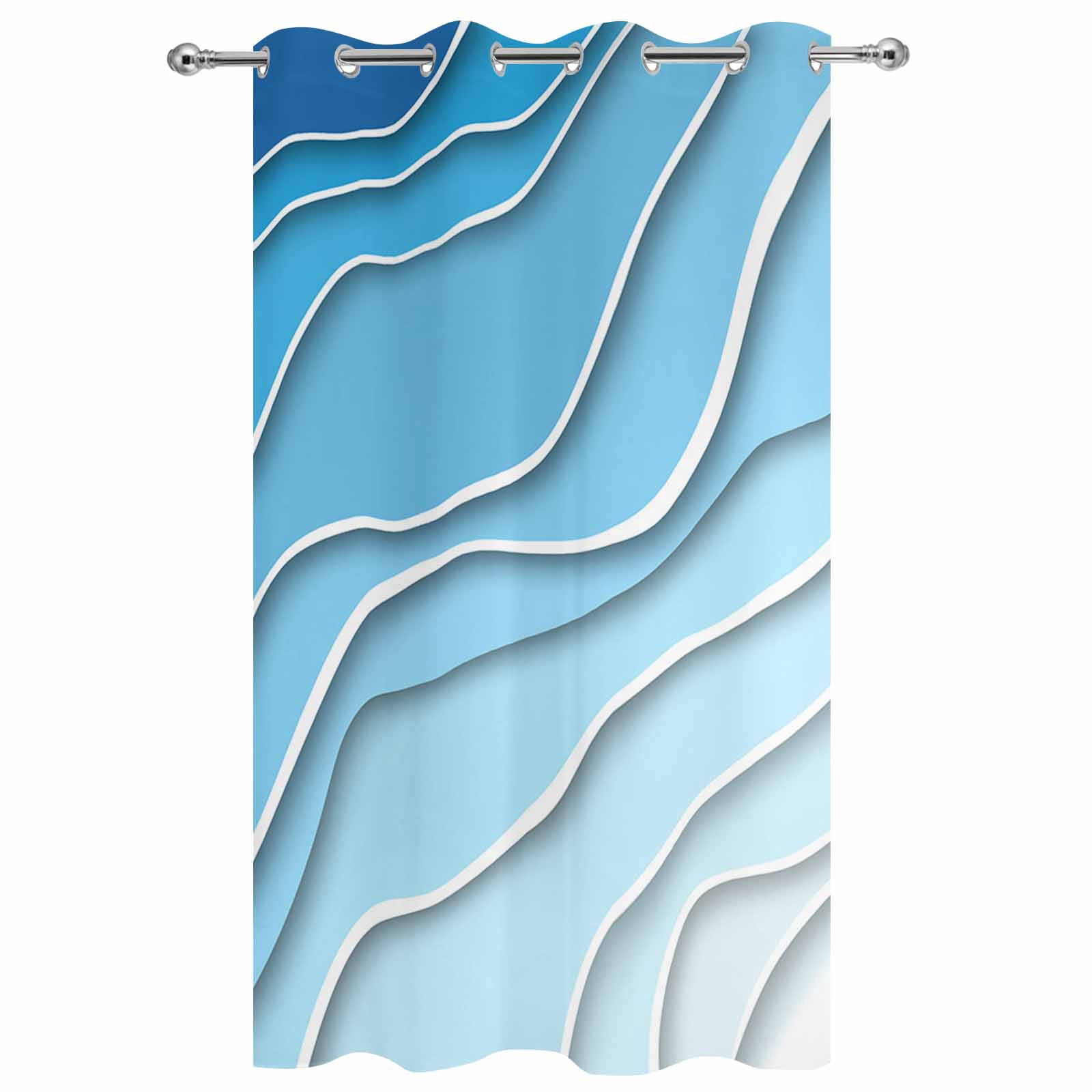 Outdoor Curtains for Patio Waterproof, Blue Aqua Ombre Windproof Pravicy Outside Porch Blackout Curtain, Modern Geometric Abstract Aesthetic Cream Sun Blocking Grommets Curtains for Cabana 54"x108"