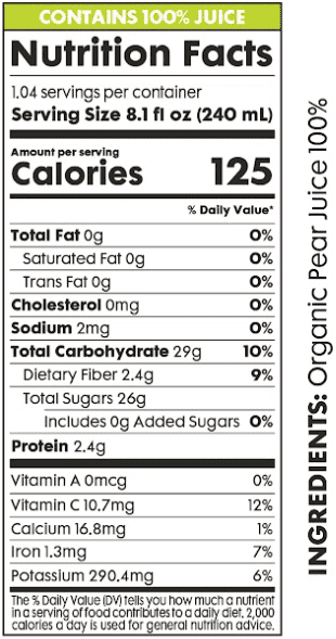 Pomona Organic Juices Pure Pear Juice, 8.4 Ounce Bottle (Pack of 12)