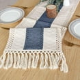 thumbnail image 4 of TETOU Boho Blue Table Runner with Tassels 72 Inches Long Macrame Farmhouse Table Runners for Home Decor Party Bohemian Rustic Bridal Shower Dining Decorations(12x72 Inches), 4 of 7