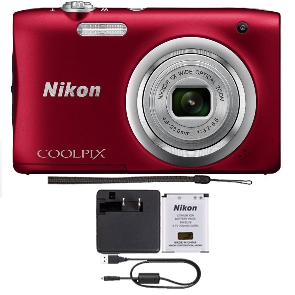 Nikon COOLPIX A100 20.1MP f/3.7-6.4 Max Aperture Compact Point and Shoot  Digital Camera Red