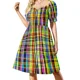 thumbnail image 1 of Vestido de manga corta Madras ropa de fiesta vestido de novia elegante para invitados, 1 of 7