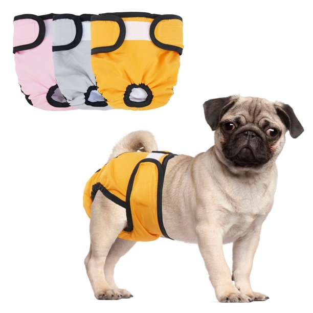 Kuoser 3 Pack Resuable Female Dog Nappies , Washable Doggy Diapers