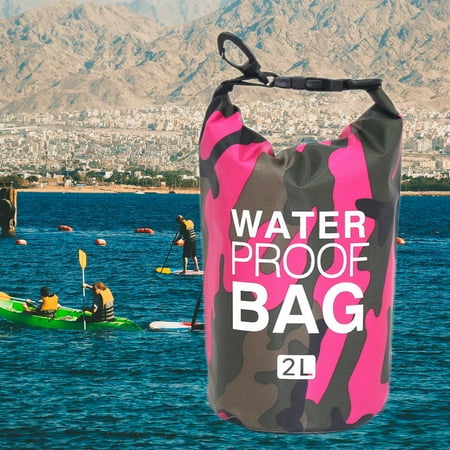 koolsoo Small Waterproof Heavy Duty Storage Sack Keeps Gear Dry Shoulder Bag Lightweight PVC 2L for Rafting Canoe Boating Kayaking Camping , Rose Red A-Rose Red