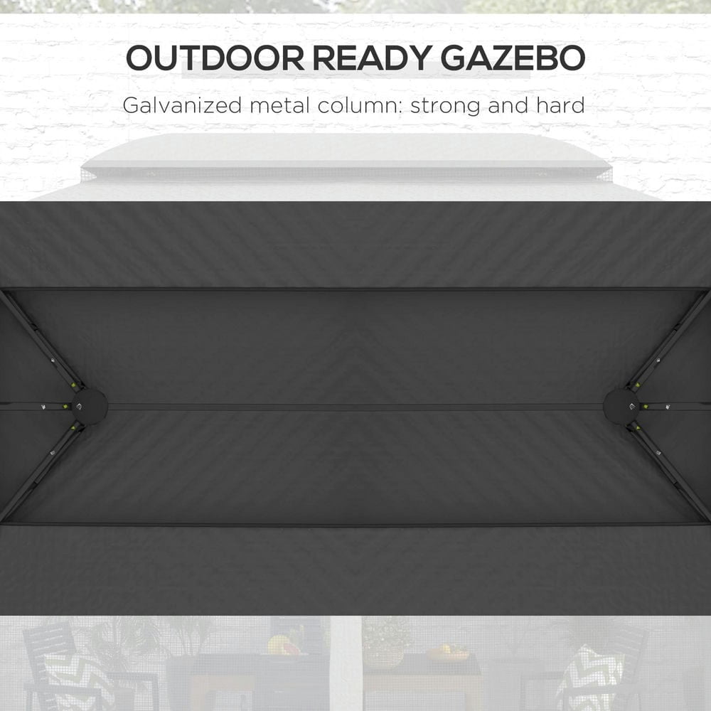 GVN Patio Garden Pergola, Pergola Canopy,10' x 13' Patio Gazebo with Netting & Curtains, Vented Roof for Garden, Dark Gray
