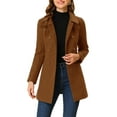 thumbnail image 1 of INSPIRE CHIC Manteau Caban Long d'Hiver à Double Boutonnage pour Femme à Col Peter Pan m Brun Foncé, 1 of 6