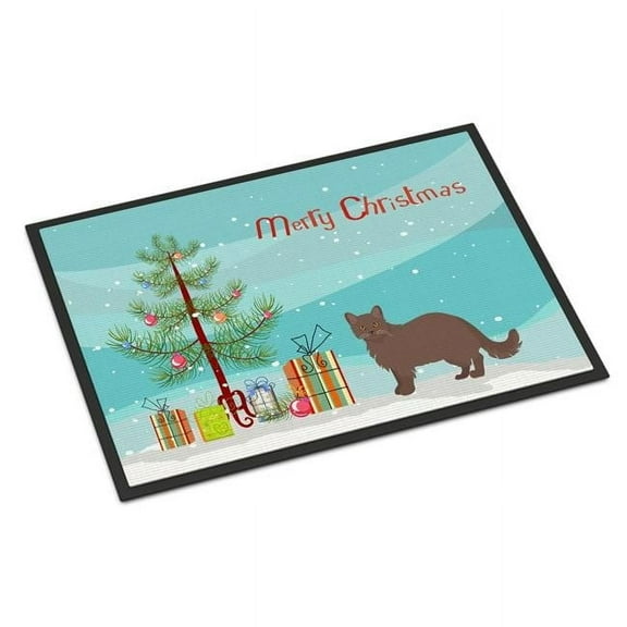 Carolines Treasures CK4737MAT 18 x 27 in. York Chocolate No.1 Cat Merry Christmas Indoor or Outdoor Mat