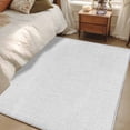 thumbnail image 5 of White Burlap Texture Large Area Rugs for Bedroom Living Room, Soft Non Slip Carpet Bedside Rug, Farmhouse Vintage White Rectangular Floor Cover Kitchen Accent Rug 3'x5' for Dining Room/Office, 5 of 9