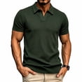 thumbnail image 2 of FRSASU Men's Short Sleeve Knit Polo Shirts Textured Casual Golf Shirt Summer Pullover Collared Tee Army Green, 2 of 7