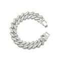 thumbnail image 5 of FEEL STYLE Male Large Square Zircon Silver Plated Cuban Chain Bracelet for Men Women 7", 5 of 5