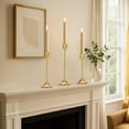 thumbnail image 5 of 3-Pack Vintage Brass Gold Taper Candle Holders | Antique Style Tall Candlestick Set for Wedding Centerpieces, Fireplace Mantel, Dining Table, Party & Holiday Home Decor, 5 of 7