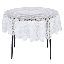 Juvale Round Lace Tablecloth - 59-Inch White Polyester - Scalloped Edge Circle Tablecloth with Floral Overlay & Vintage Decor for Wedding Receptions & Home