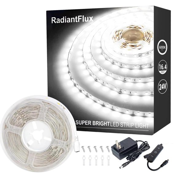 Tira de luces LED RadiantFlux White de 16.4 pies para dormitorio