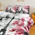 thumbnail image 6 of Eiffel Tower Comforter Set 8 Pieces Bed in a Bag Queen Size Pink Sweet Couple Lovers Paris Theme Bedding Set with 1 Comforter 4 Pillowcases 1 Flat Sheet 1 Fitted Sheet and 1 Cushion Cover, 6 of 14