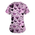 thumbnail image 5 of Xyxonk Women's Scrub Tops Plus Size Funny Printed V Neck Shirts Comfortable Short Sleeve Stretch Uniforms with Pockets Purple M, 5 of 5