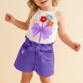 thumbnail image 2 of Agkizg Kids Girls Clothing Set 3 Piece Outfit Neck Sleeveless Top Belt Shorts Set, 2 of 7