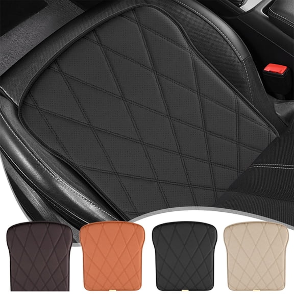 AOMXGD Perforated Leather All-Season Universal Car Seat Cushion, Non-Slip Auto Seat Pad With Embroidery & Storage Pocket
