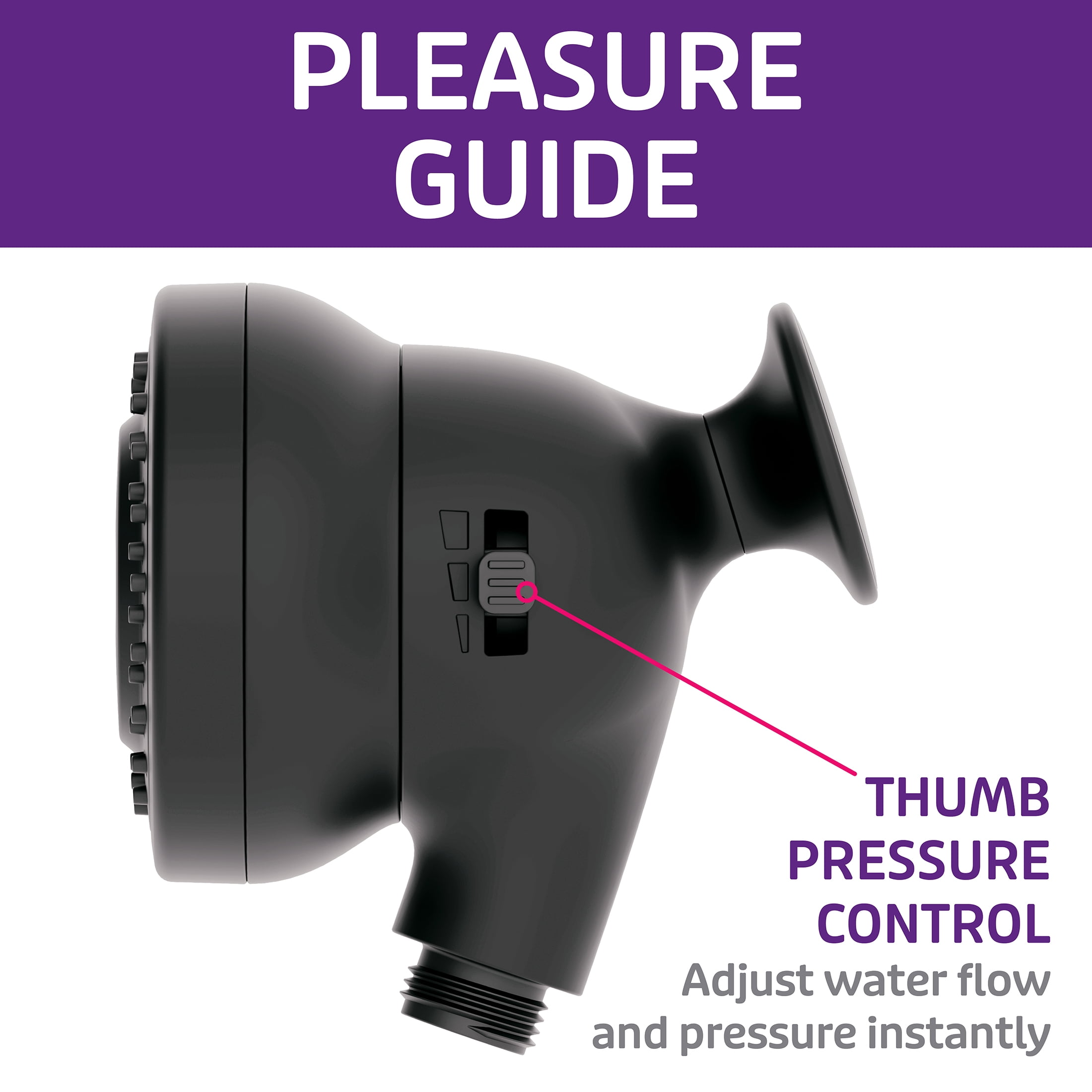 Oxygenics Lust Elysium 2-Setting Matte Black Water Pressure Massager - 72" Hose
