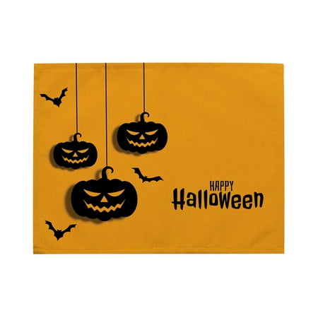 

Mode Polka Dot Ghost Pumpkin Cat Boo Halloween Placemats Seasonal Fall Table Mats for Party Kitchen Dining Decoration