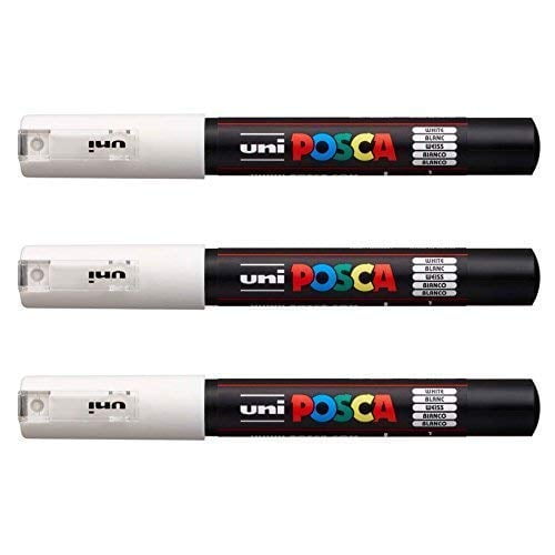 Rotulador Uni-Ball POSCA PC-1M blanco a base de agua [paquete de 3]