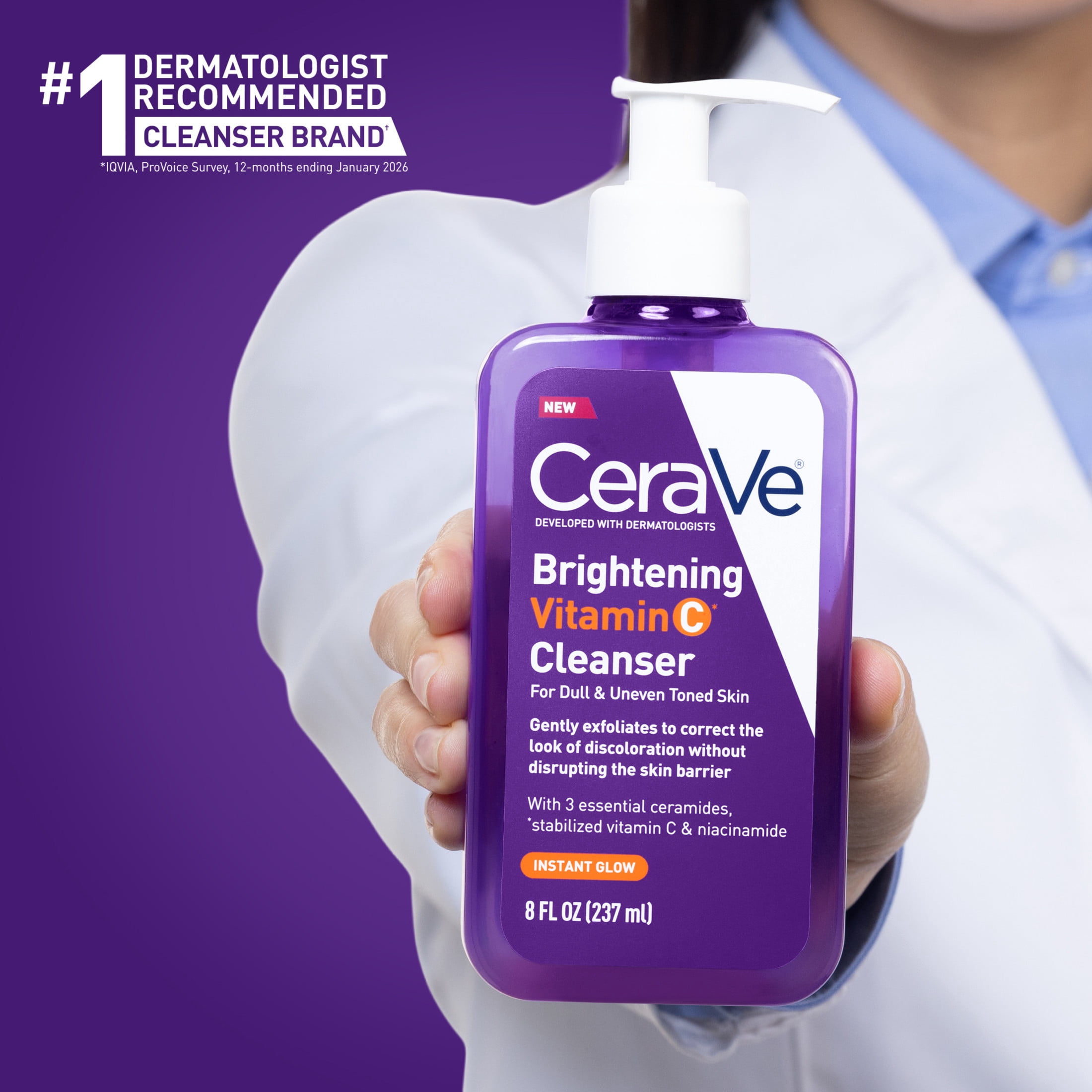 CeraVe Brightening Vitamin C Cleanser for Dull & Uneven Skin Tone 8 fl oz