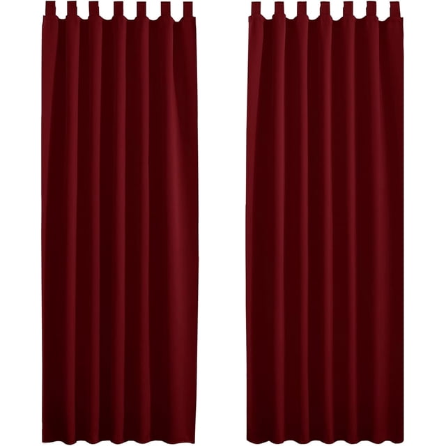 Cortinas opacas rojas para decoración navideña, cortinas térmicas innovadoras que bloquean la luz, construcción de triple tejido para la privacidad de la sala de estar (L 140 x H 220 cm)