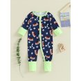 thumbnail image 2 of Bagilaanoe Newborn Baby Girl Boys Fall Jumpsuit Print Long Sleeve Bodysuit 3M 6M 12M 18M Infant Zip Up One Piece Romper, 2 of 9