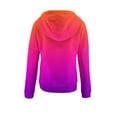 thumbnail image 5 of Womens Hoodies Button Up Drawstring Hooded Pullover Sweatshirt Casual Long Sleeve Gradient Color Tops With Pocket (L, Hot Pink A-Gradient), 5 of 6