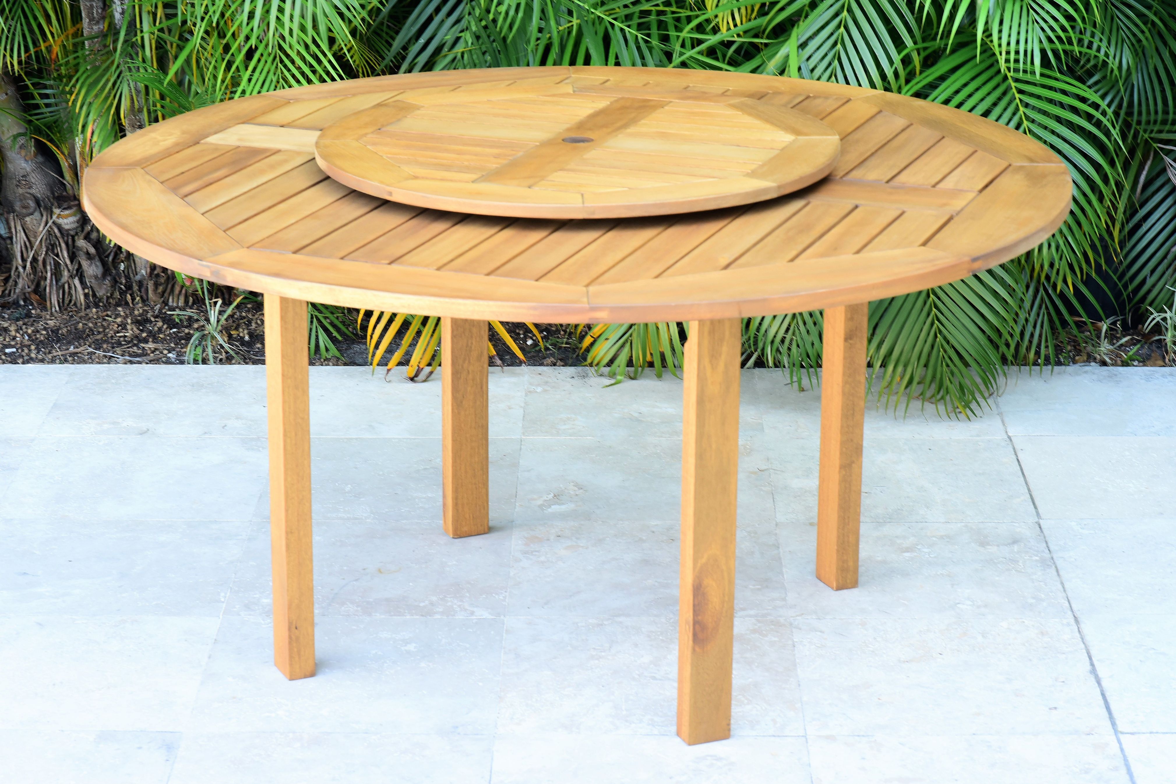 Amazonia Cologne 5 Pieces Lazy Susan Teak Finish Round Patio Dining Set, Seating Capacity: 4