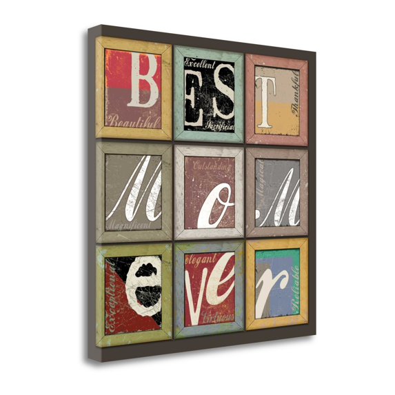 Tangletown Art, 19 x 19 "Best Mom Ever " by Jim Baldwin, Gallery Wrap Canvas Art