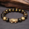 thumbnail image 4 of Brazalete De Obsidiana Negra Con Amuleto Dorado Pi Xiu Lucky Wealthy Speravity AP007390-01, 4 of 5