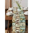 thumbnail image 4 of Vintage Floral Buffalo Plaid Table Runner Cotton Linen 90 Inch Holiday Dresser Scarves, Blue Beige Checkered Tablerunner for Kitchen Coffee Dining Bedroom Living Room Dinner Scarf Décor 13''x90'', 4 of 9