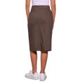 thumbnail image 3 of INSPIRE CHIC Women's High Waist Denim Midi Skirt Stretch Jean Skirt with Back Slit and Pockets Deep Brown L, 3 of 6