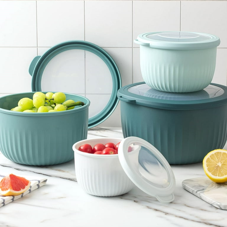 Cook with Color Prep Bowls with Lids- Wide Mixing Bowls Nesting Plastic Small Mixing Bowl Set with Lids