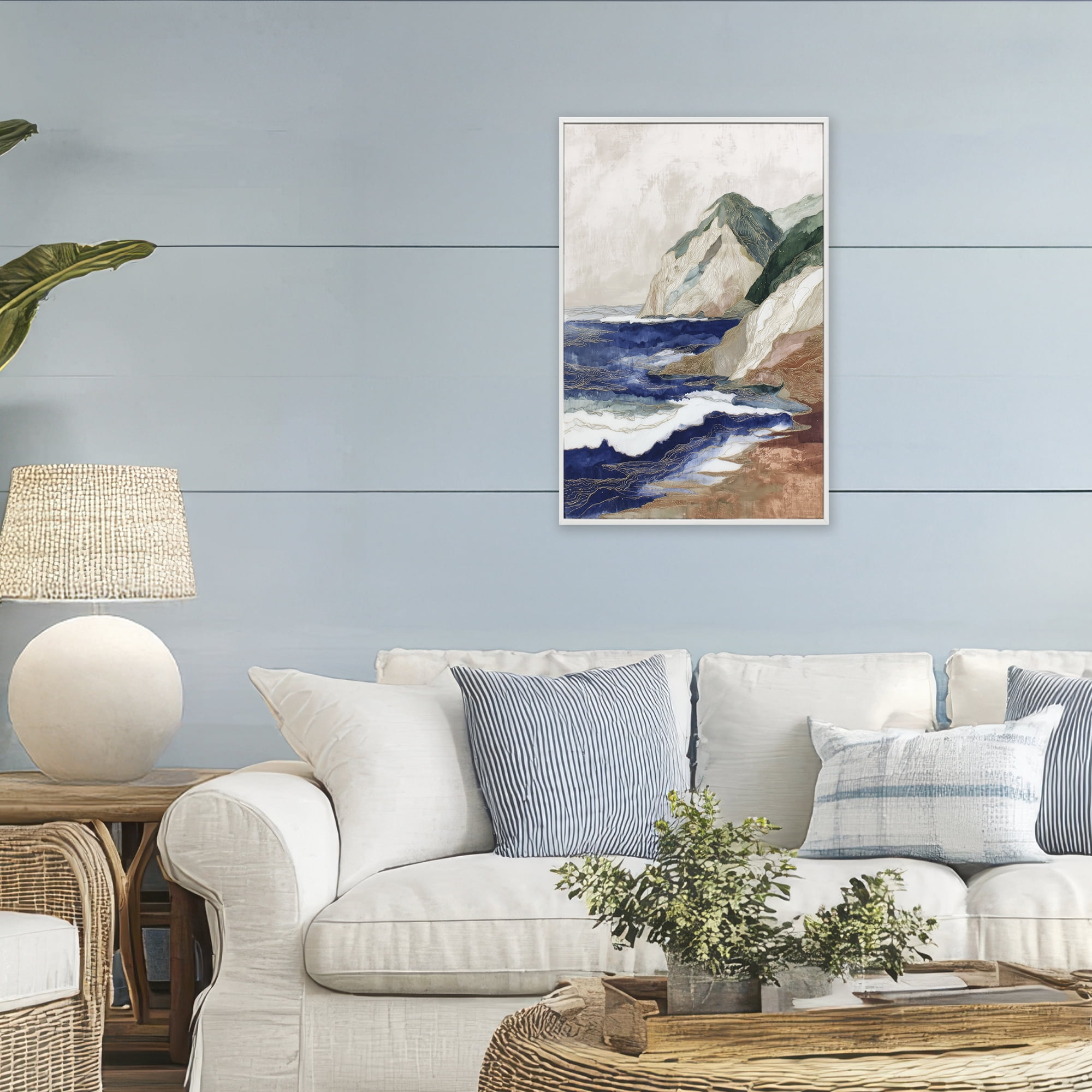 Stupell Industries Cliff Next To The Sea White Framed Giclee Art, design by Chromatic Storm Studio
