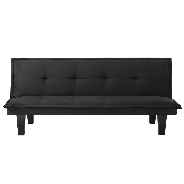 Easyfashion LuxuryGoods Modern Faux Leather Futon with Cupholders and  Pillows, Black 