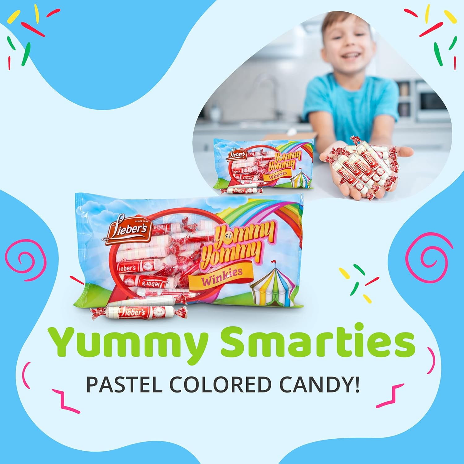 Lieber's Smarties Assorted Flavored Hard Candy Rolls, Party and Parade Favorite, Individually Wrapped, 2 Pack, 9 oz