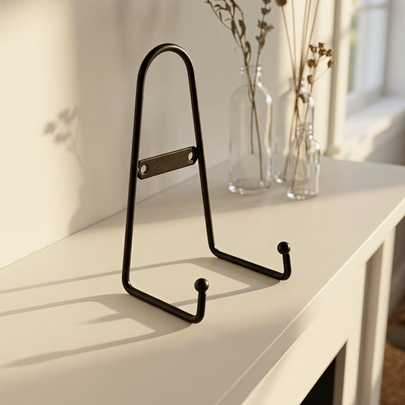 KALLORY 2Pcs Black Metal Plate Display Holder Stand for Platters Photo Frames Home Decor