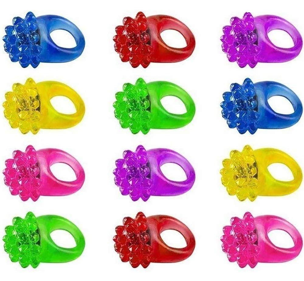 Light Up Rings for Kids Assorted LED Spikey Glow Light Rings Pack of