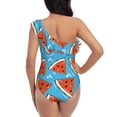 thumbnail image 5 of Honeii Cartoon Watermelon for women's one-piece swimsuit featuring a chic one-shoulder design experience elegance and style in the water-Small, 5 of 6