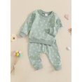 thumbnail image 5 of Baby Toddler Girls Floral Outfit,0 3 6 12 18 24 Months Long Sleeve Crew Neck Sweatshirt with Elastic Waist Sweatpants 2-piece Clothing Set, 5 of 9