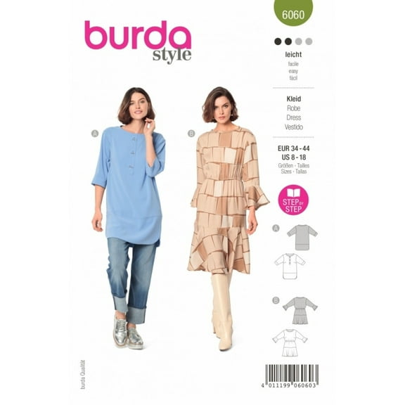 Burda Sewing Pattern 6060 Dresses 8-18 (34-44)