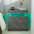 thumbnail image 4 of HLL LED Nightstand Modern Bedside Table for Bedroom Night Stand with 2 Wood Drawers End Side Table with 16 Colors LED Strip for Bedroom, 4 of 12
