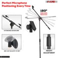 thumbnail image 3 of 5 Core Mic Stand  1 Piece Collapsible Height Adjustable Up to 6ft Metal Microphone Tripod Stand w Boom Arm Para Microfono for Singing Karaoke Speech Stage Recording - MS 080 BLK, 3 of 9