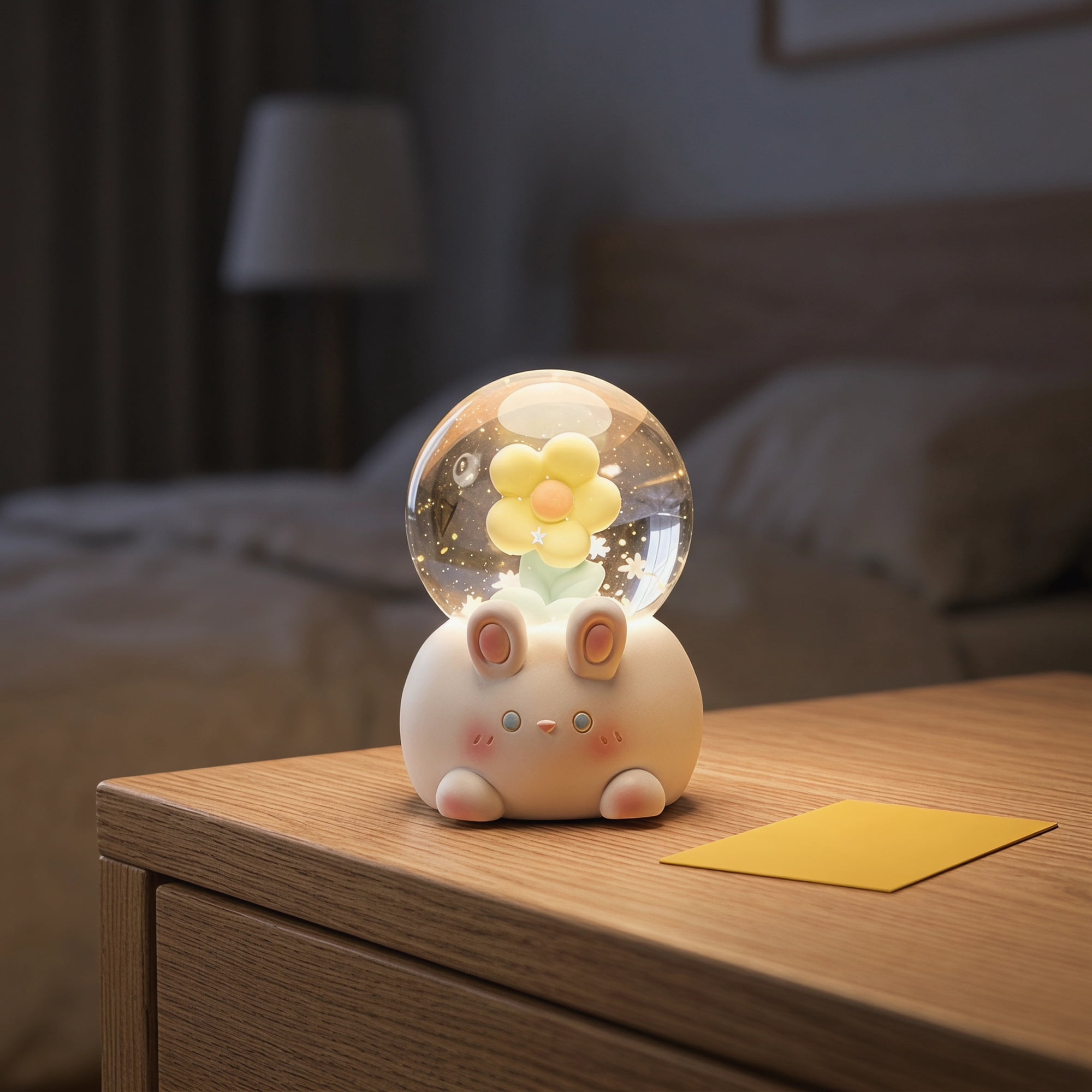 Unique Bargains Mini Resin Figurine Snow Light Up Crystal Ball White 1.8" x 1.8" x 2.7"