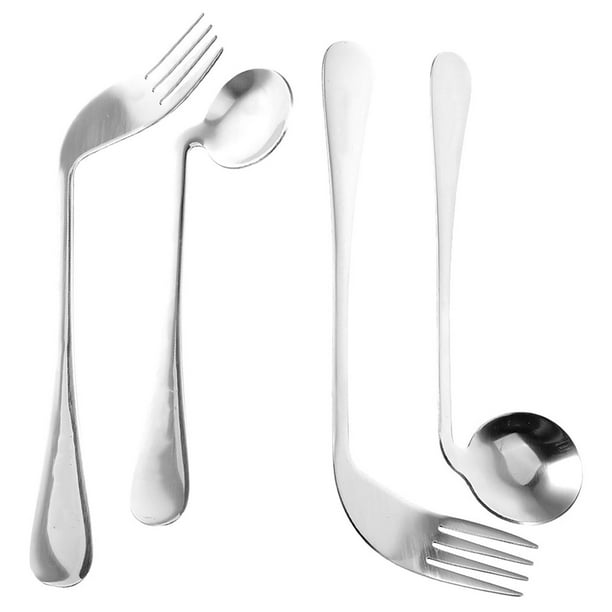 FELTECHELECTR 1 juego de cuchara angular y tenedor ergonómico para personas con discapacidad, utensilio de alimentación, vajilla auxiliar.
