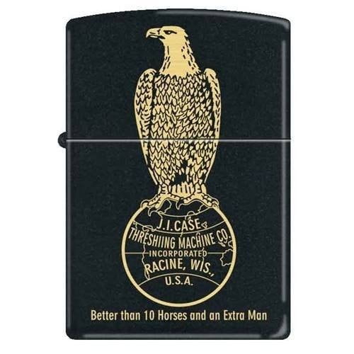 Zippo Lighter - J.I. Case Better Than 10 Horses Black Matte